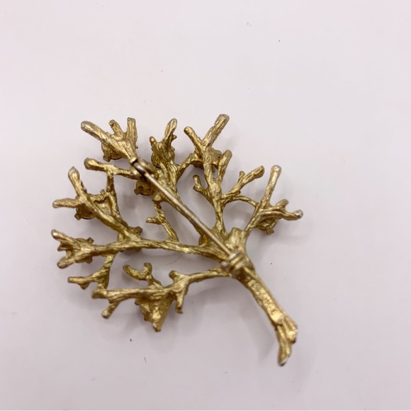 Vintage gold tree of life brooch with colorful rhinestones 15k HGE - Picture 5 of 8